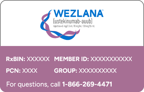 Sample WEZLANA™ (ustekinumab-auub) co-pay card